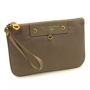 Marc Jacobs Pouch Bag Logo Grey Gold Woman Authentic Used